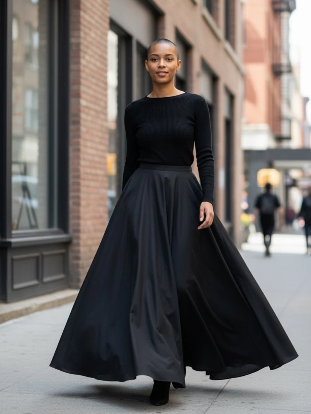 ADRIENNE PAPELL Gorgeous Black Flowy Evening Skirt SZ:10 nwot